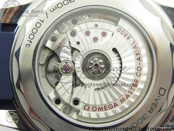 0427 2018 Seamaster Diver 300M SS RG VSF 1:1 Best Edition RG Bezel Blue Dial on Blue Rubber Strap A Contemporary 7927